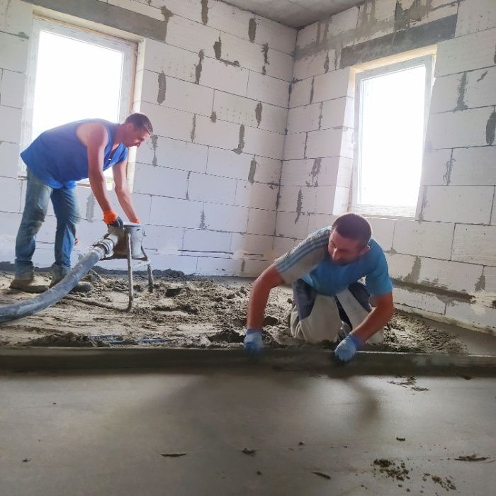 Заливка підлог машинним способом.Стяжка пола. Стяжка по теплому полу ...