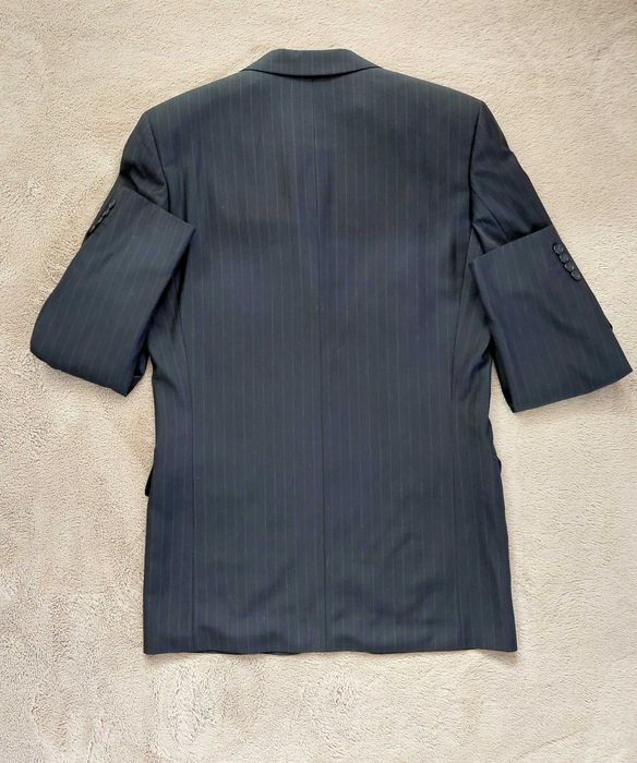 Garnitur męski w prążki dla wysokich