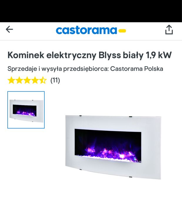 kominek elektryczny blyss bialy 1.9kw