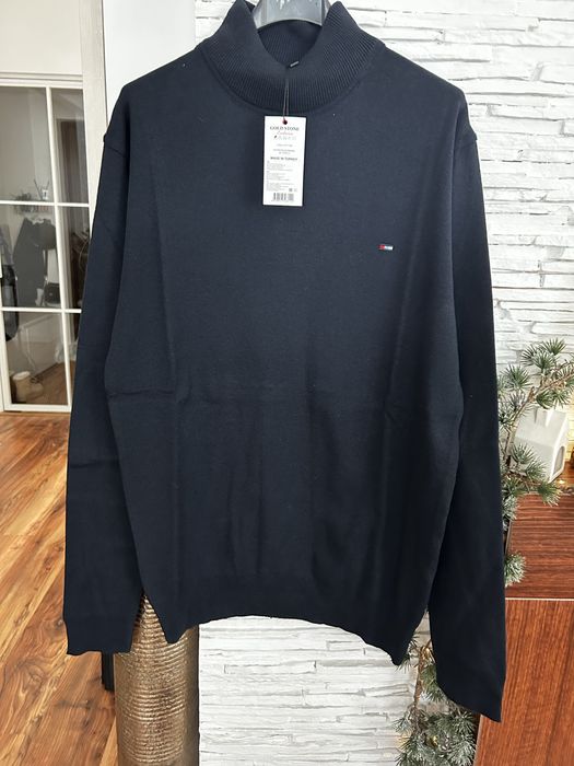 Sweter wizytowy męski bawełna turecka elegancki wizytowy granatowy XL