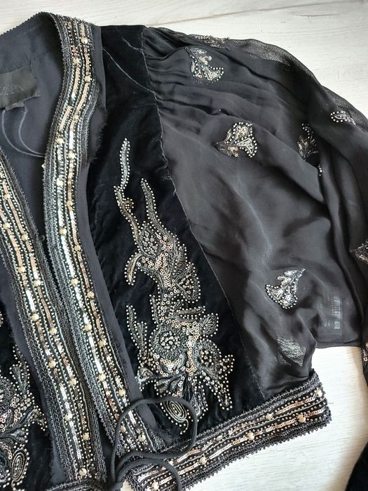 Zara kurtka z haftem limited edition aksamitna bluzka limitowana XS