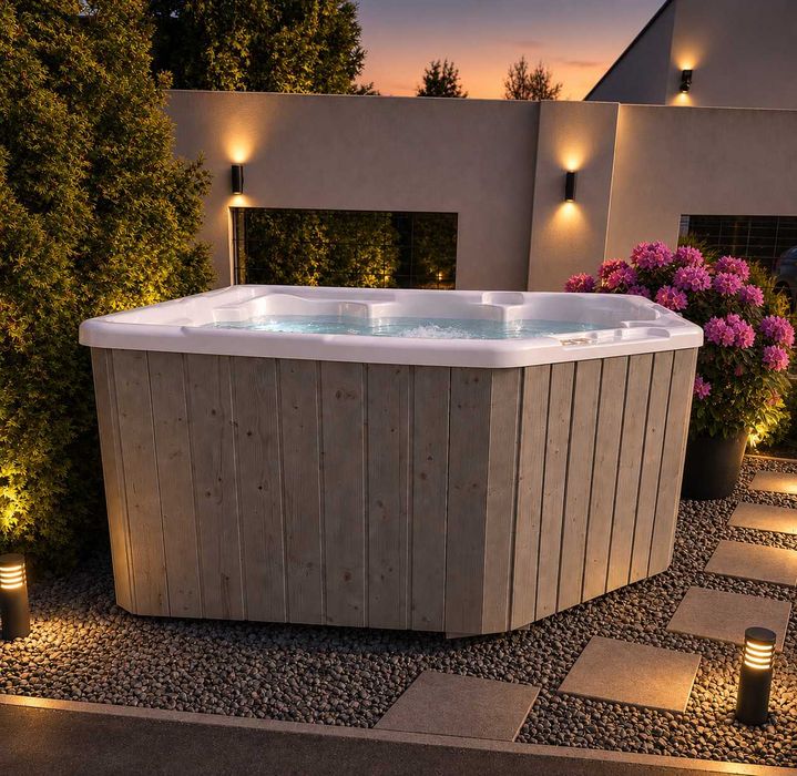 NAROŻNE całoroczne jacuzzi 5 os basen balia masaż pokrywa LED sauna transport