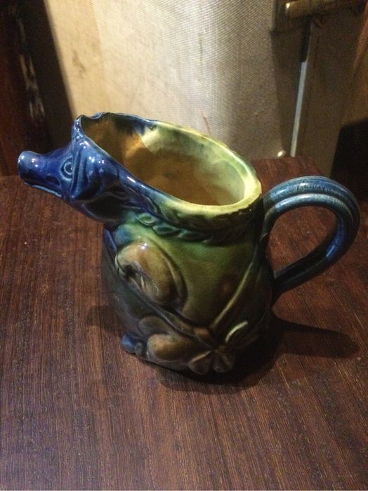 Jarro Zoomórfico Porco Faiança Barcelos Séc XIX 10,5 cm