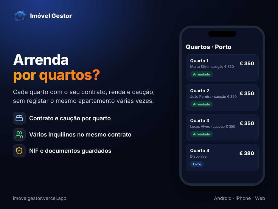 App gestão de arrendamento: rendas, recibos e IRS – plano grátis