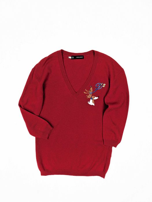 Dsquared2 czerwony sweter 100% wełna L