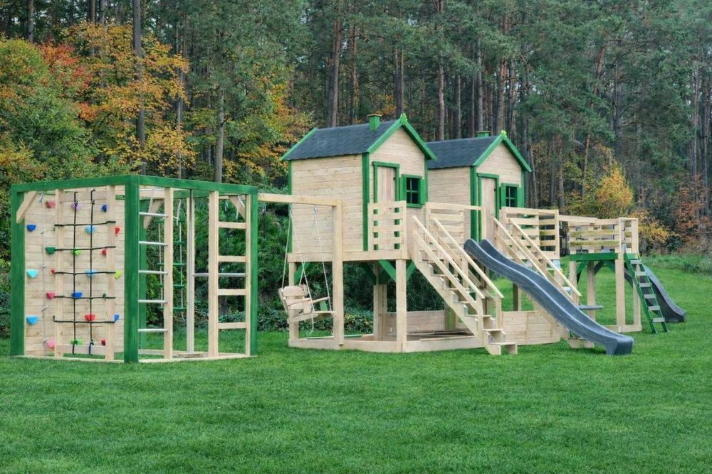 Podwójny plac zabaw - 2 domki z małpim gajem