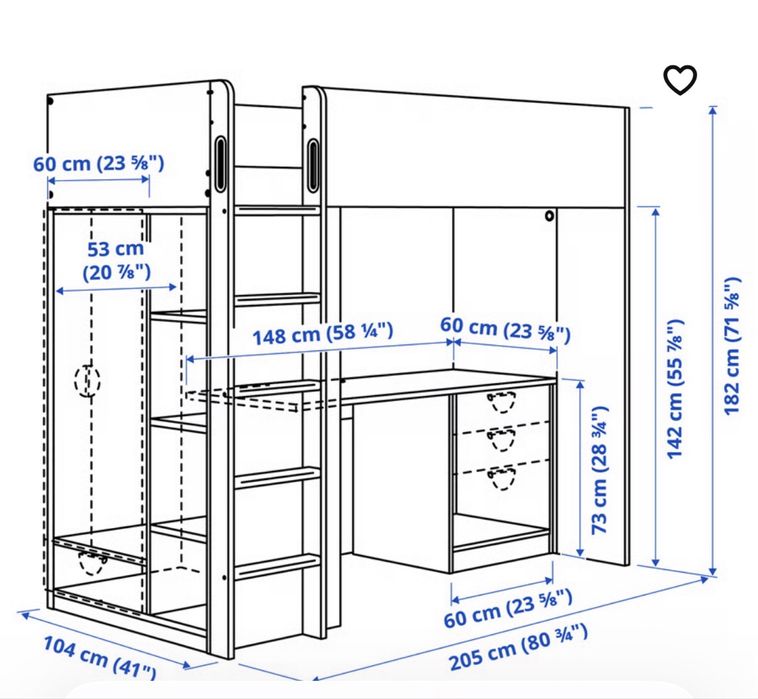 2 camas altas ikea smastad (tenho 1 em preto e outra em cor de rosa)