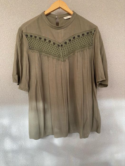 M&S luźna bluzka koszula khaki vintage retro  42 xl