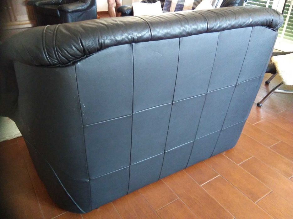 Sofás 3-2-1 em pele com Sofa cama