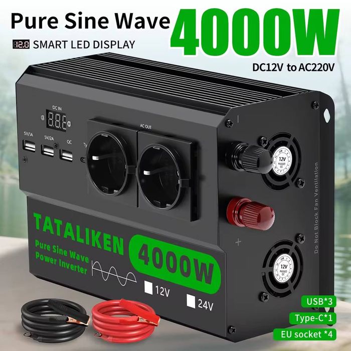 Новый инвертор 4000W, 4Kw, 4КВт, 24 V, чистой синусоиды