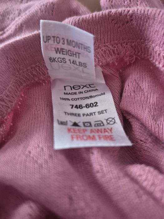 Next legginsy niemowlęce różowe ażur serduszka guziki 62