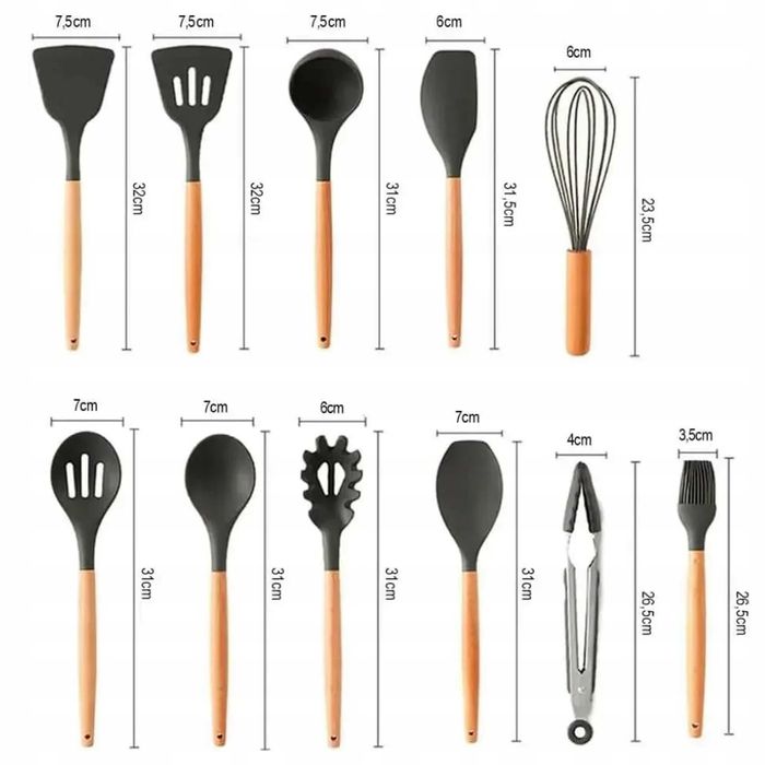 Przybory Kuchenne Silikonowe Drewniane.