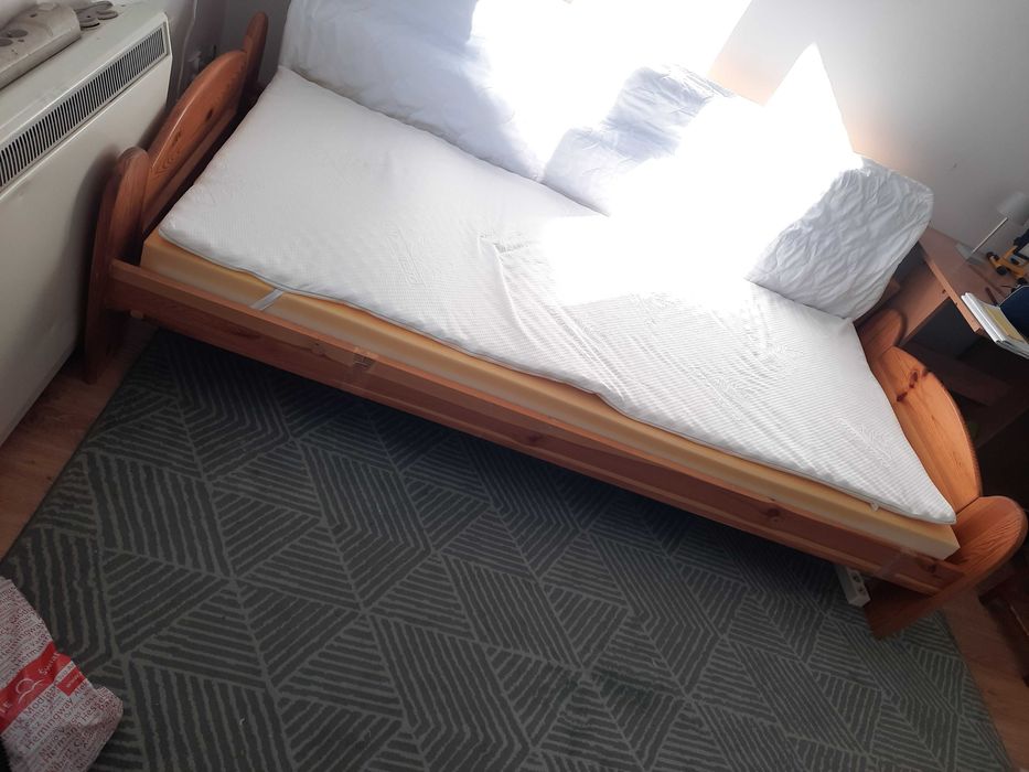 Łóżko 210x90 dla wysokiej osoby solidne stabilne mocne sosnowe drewno