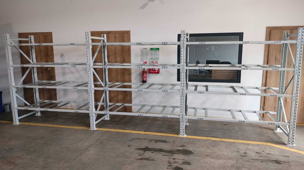 Regał magazynowy półkowy H200 trawers 178cm długość 583cm garaż NOWY