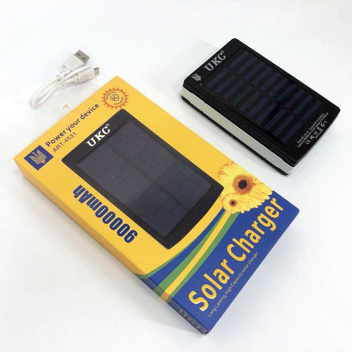 Повербанк 90000 mAh із сонячною панеллю Solar Power Bank, зовнішній акумулятор, зарядка для телефона, LED ліхтар, USB зарядний пристрій
