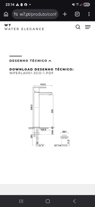 Torneira monocomando W7