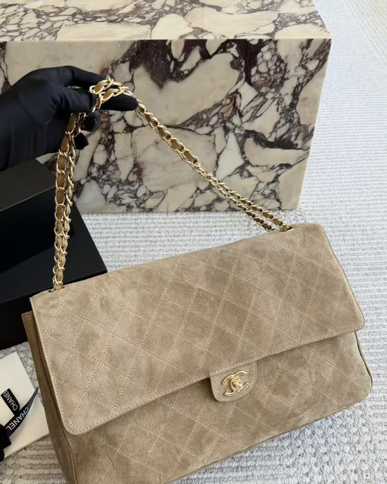 Замшевая люксова сумка  Шанель 26S Chanel, Chanel Maxi Flap Bag flap bag, Матьє Блазі, розмір 39*26 см та розмір 32*19 см