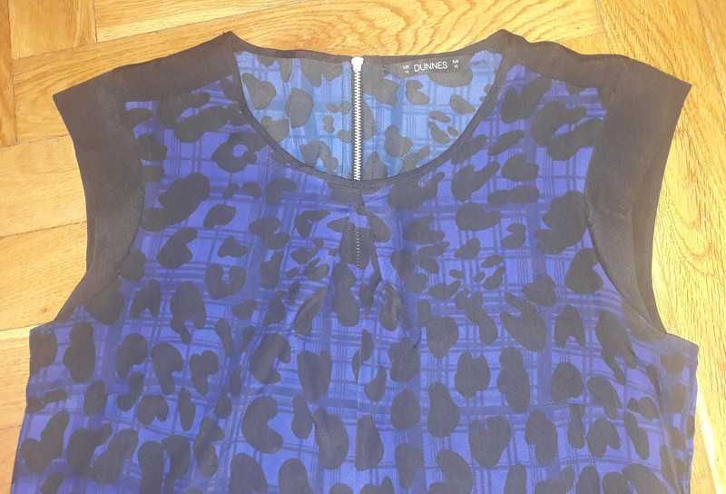 Elegancka niebieska panterka bluzka Dunnes Stores XL