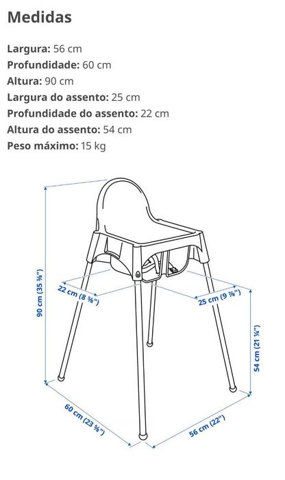 ANTILOP - Cadeira alta criança c/cinto seg, branco