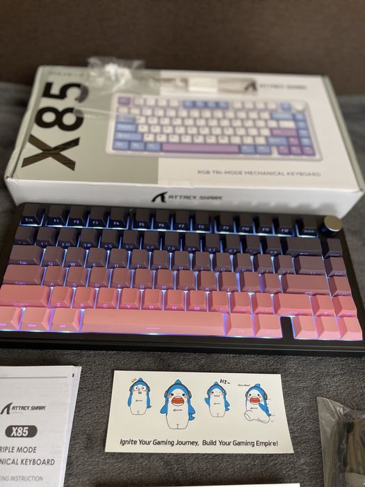 ATTACK SHARK X85 pink gradient + софт бездротова ігрова клавіатура механічна