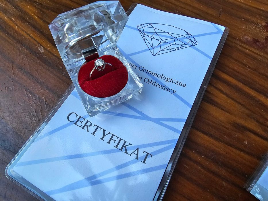 Stary złoty pierścionek diament brylant 1,01 ct
