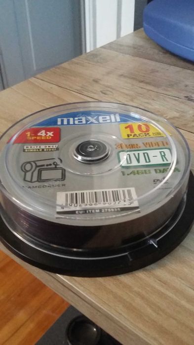 DVD-R диски MAXELL для відеокамер, 1,4 GB, 30 хв, нова упак. 10 штук