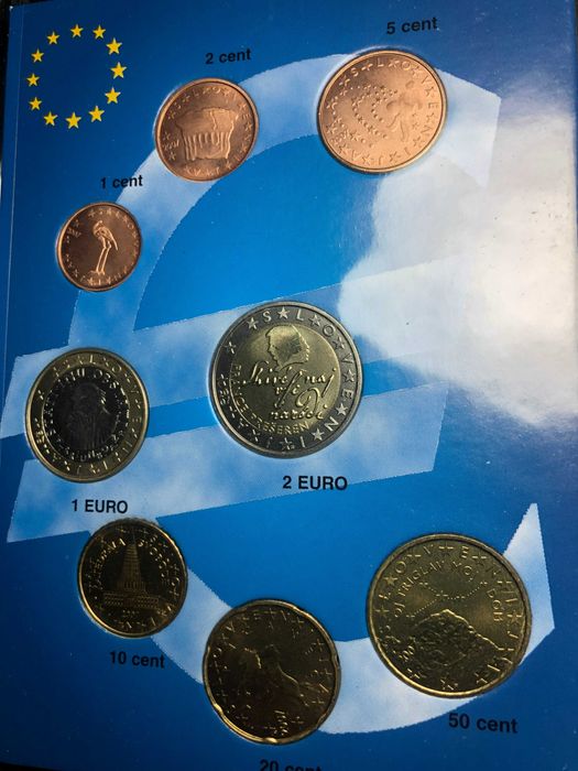 Set Anual Euros Eslovénia 2007 UNC com Livro