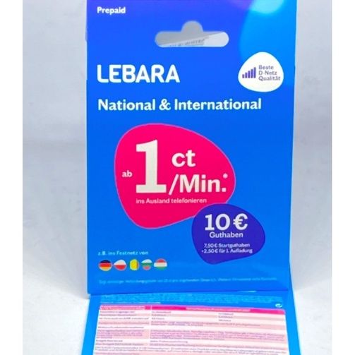 Lebara DE Deutschland Karta SIM Card PrePaid +49 SIM 7.00€ Aktywna