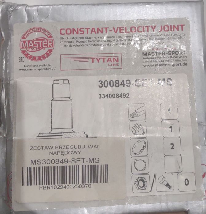 Zestaw przegubowy Master Sport 300849-SET-MS, Passat B5 (3B2), B4/B3,