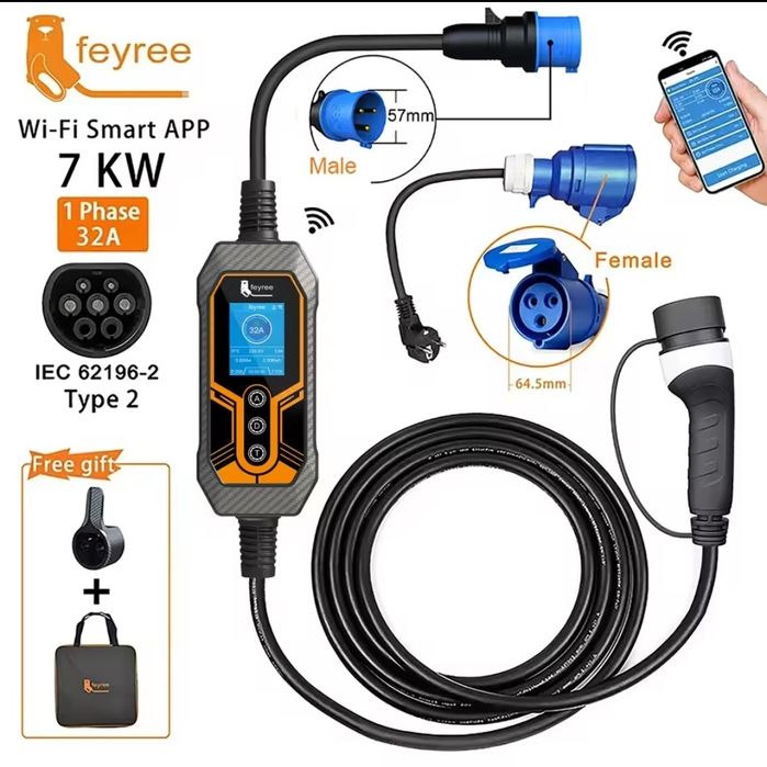 Зарядка! Зарядний пристрій для авто! Feyree  7/11/22kWt WiFi 5m