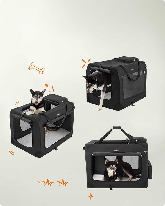 Transporter dla psa Feandrea L 91x63x63 cm składany czarny