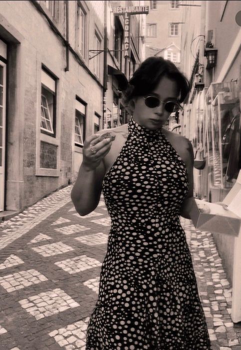Vestido Zara Midi/Comprido com Estampa de Poás