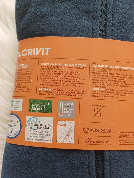 Bluza polarowa kurtka termiczna niebieska Crivit XL