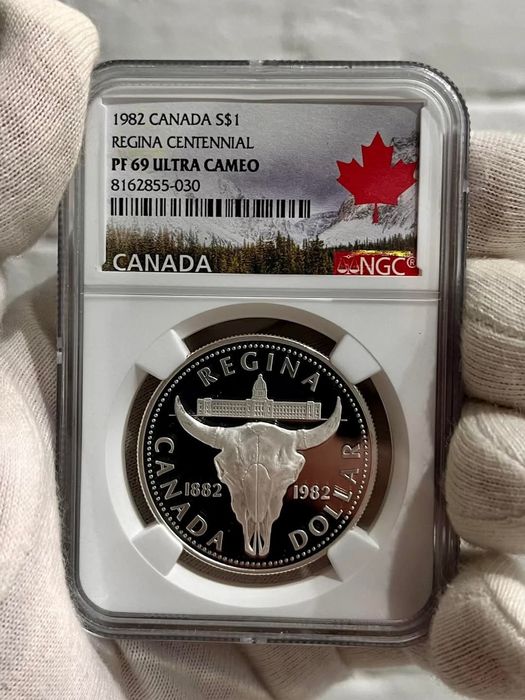 Долар 1982року Канада ,100та річниця м. Реджайна. ПРУФ. СРІБЛО. Слаб .