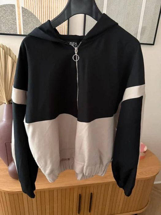 Zara bluza dwukolorowa zapinana z kapturem xs 34