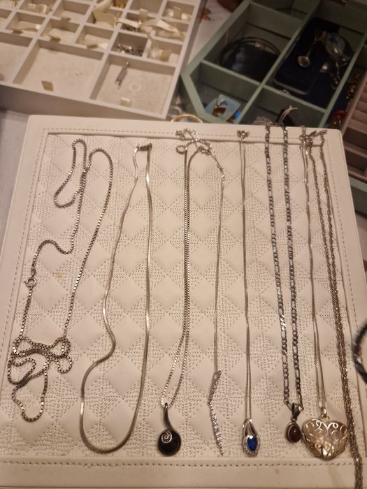 Srebro 925 łańcuszki naszyjniki 8szt