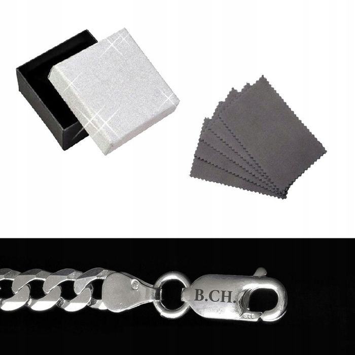 Elegancki Srebrny Łańcuszek Męski Pancerka + Krzyżyk Patriotyczny Pr.