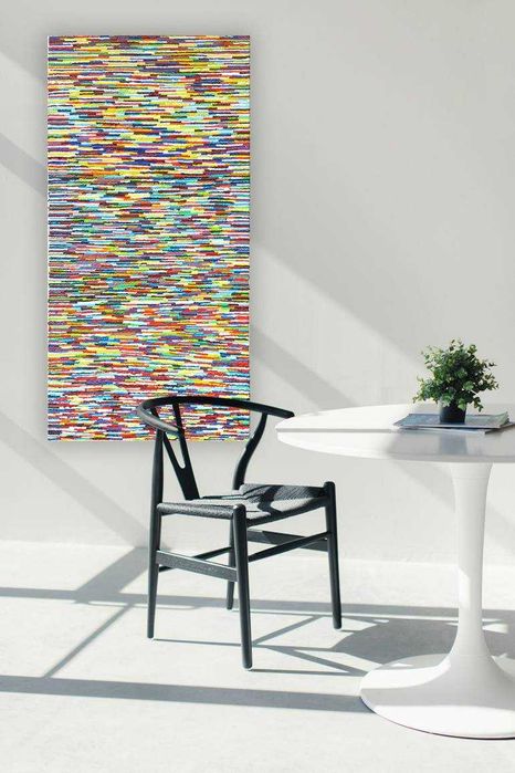 Obraz olejny na płótnie – 60 x 120 cm – nowoczesna abstrakcja 3D