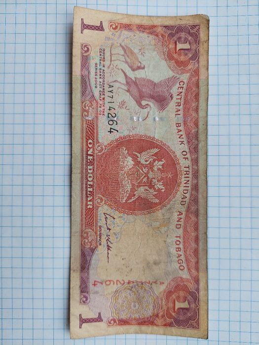 Продам бону, купюру, банкноту 1 доллар 2002 года, Тринидад  і Тобаго.