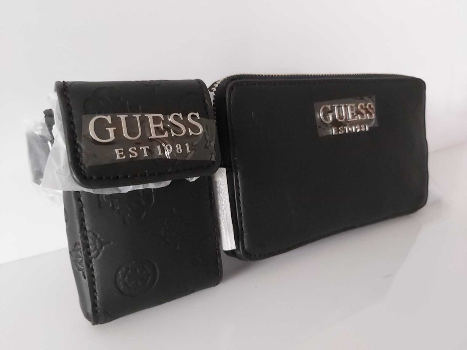 NOWA torebka saszetka nerka GUESS monogram czarna pasek torba