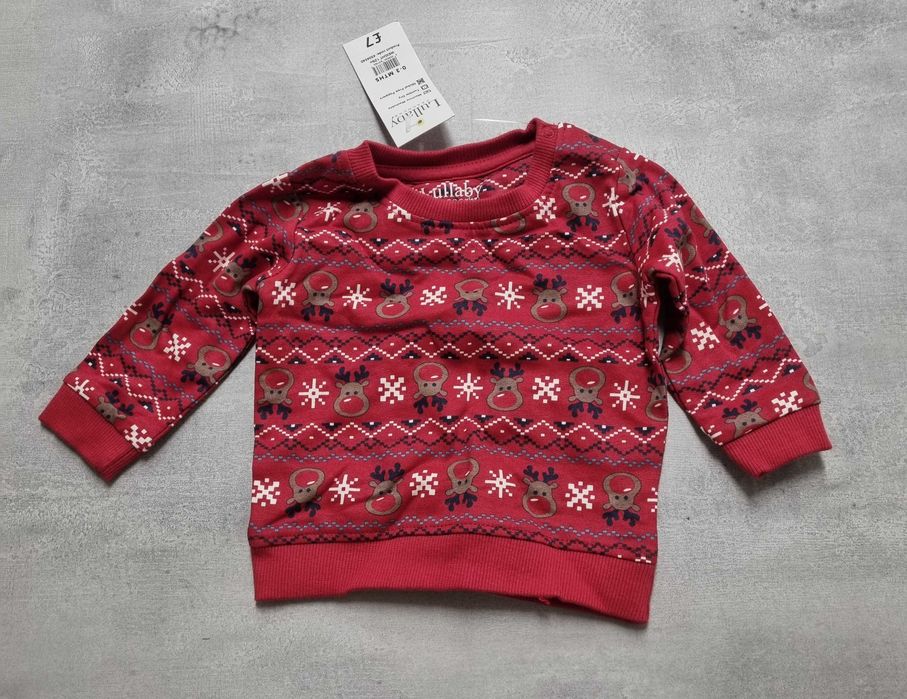 Sweter 56 62 bluza na święta świąteczna zimowa renifery dla chłopca