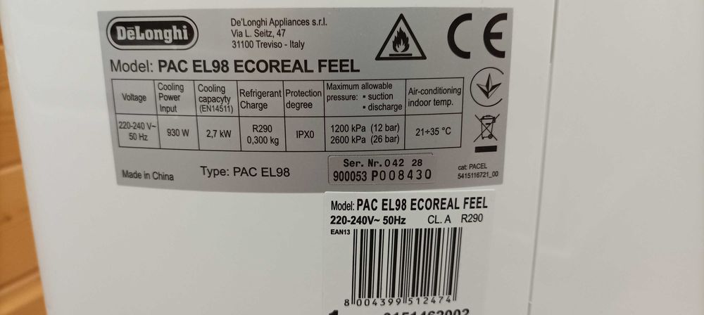 Ar Condicionado  Portátil Delonghi Pinguino PAC AL98 ECOREAL NOVO