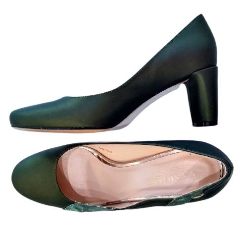 Buty La Mome na słupku , oliwkowa satyna r.39
