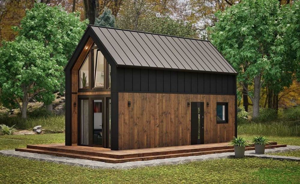 Gotowy dom modułowy 70m2 kompletnie wyposażony, ogrzewanie podłogowe klimatyzacja salon z aneksem sypialnia i łazienka, całoroczny szybki montaż