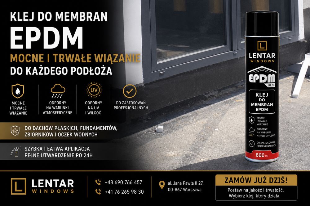 12 x Klej EPDM LENTAR WINDOWS 600 ml – do podwalin okiennych i profesjonalnego montażu