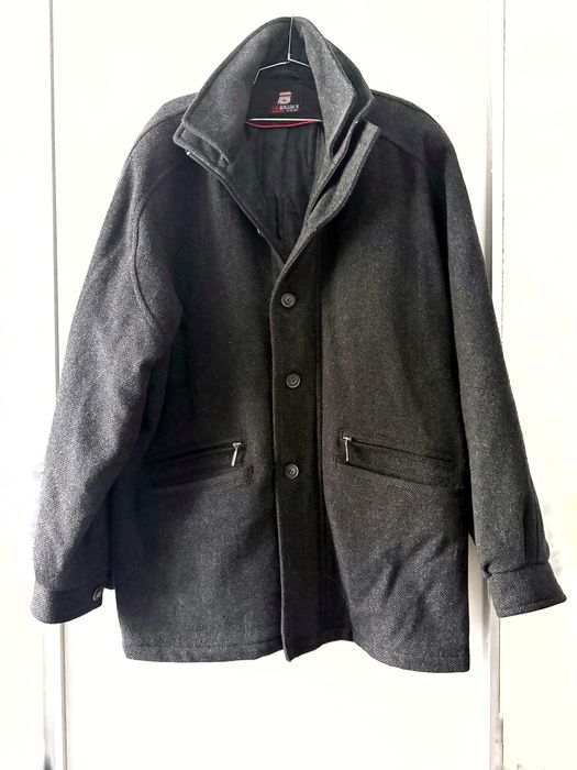 Męski płaszcz oversize grafitowy szary 80% wełna