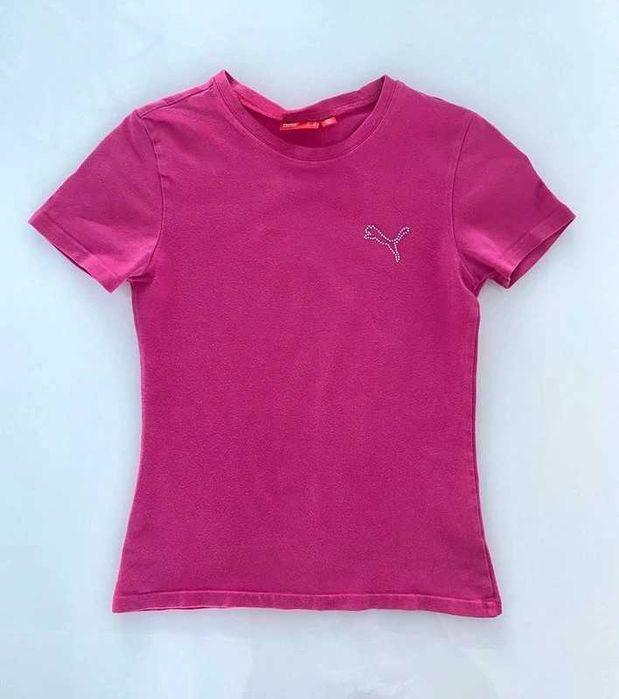 Różowy T-shit damski, Puma z cyrkoniami, rozmiar S