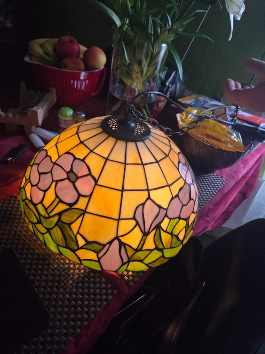 Lampa wiszaca Tiffany (witrazowa) recznie robiona antyk