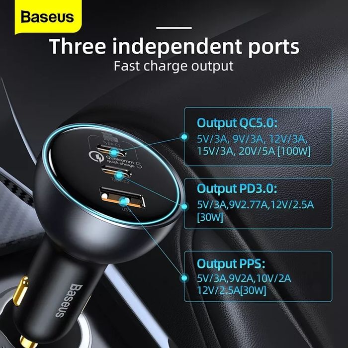 Зарядное Baseus 160W авто зарядка ноутбук MacBook Pro air ipad xiaomi