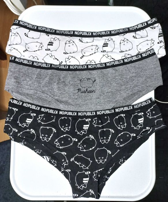Pusheen 3-pak zestaw majtek damskich bawełnianych figi L